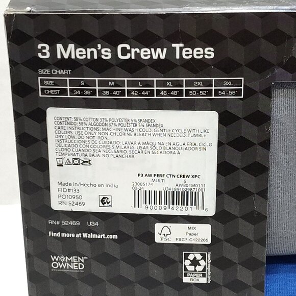 Athletic Works Ultra Lite Mesh Crew Tee 3-Pack Moisture Wicking Men's S (34-36) - Picture 3 of 6